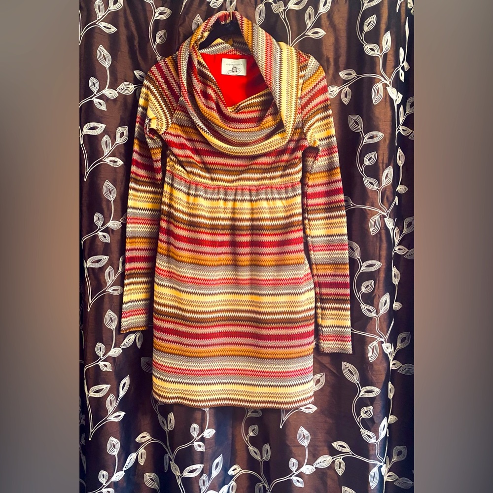 Judith March Empire Waisted Cowl Neck Long Sleeve Lined Dress
